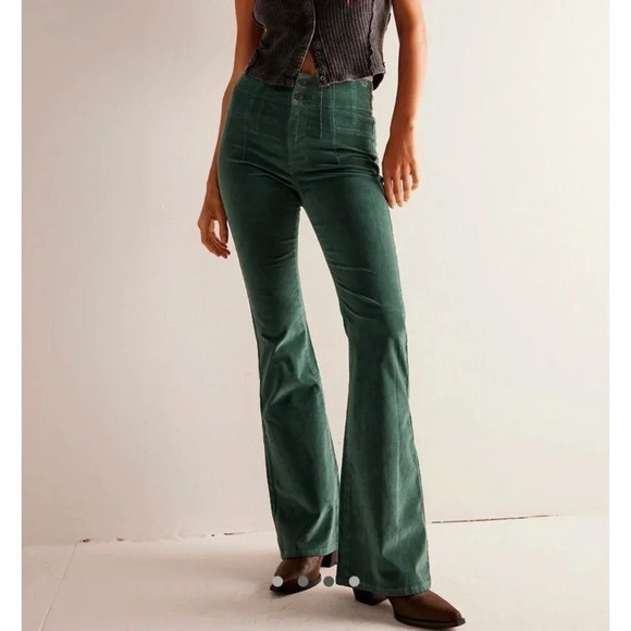 Free People Denim - NWT Free People We The Free Jayde Cord Flare Jeans Denim High Rise Kelp Green